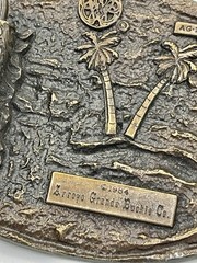 Vtg 1984 Arroyo GrandeBelt Buckle Hawaii Islands w Brown Tru-West Rockmount Belt