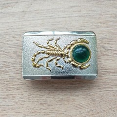 Scorpion Jade Solid Mens Silver Plated Brass Belt Buckle Western Cowboy Antique