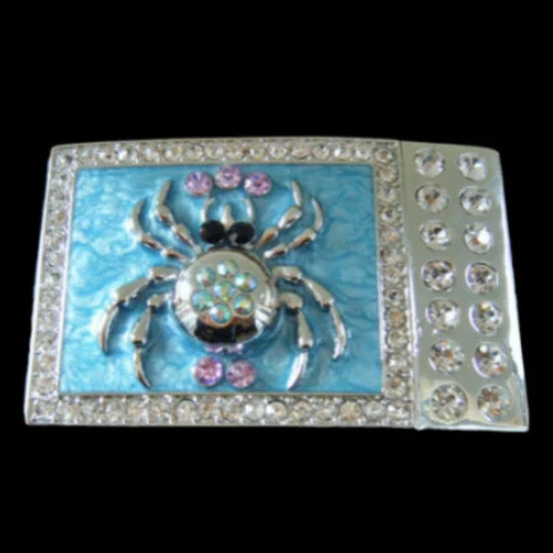 Spider Crystal Blue Rhinestone Spiders Insects Belt Buckle Buckles