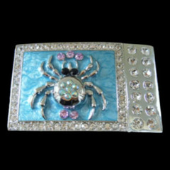 Spider Crystal Blue Rhinestone Spiders Insects Belt Buckle Buckles