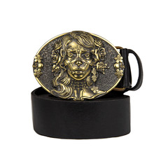 Sugar Skull Woman belt buckle, Skull El Día de Muertos, The Day of the Dead
