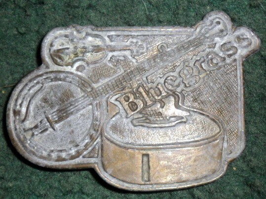 Vintage BlueGrass Fiddler Brass Belt Buckle Nice Patina LOOK R4