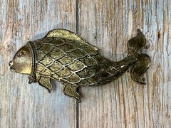 Japanese Koi Fish Symbol Luck Prosperity Good Fortune Huge Figural Belt Buckle