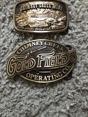2x Chimney Creek Operating Co. Gold Fields Belt Buckles Solid Bronze Limited Edt
