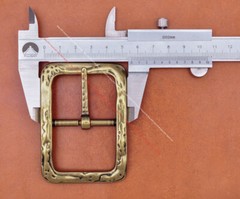 Emboss Bling Brass Rectangle Leathercraft Center Bar Belt Buckle Fit 40mm Strap