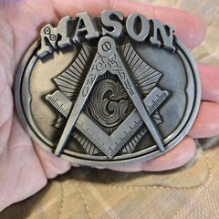 MASON FREEMASONS FREEMASONRY Metal Belt Buckle GRAY SILVER COLOR
