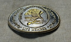 North American Hunting Club Belt Buckle Eagle Gold Silver Oval Western