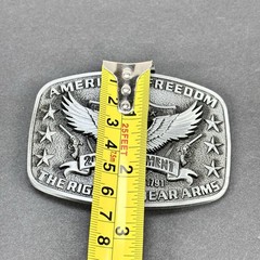 America Second Amendment Belt Buckle 2A, 2nd, Freedom, Guns Antique Silver Tone