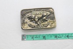 Vintage B.A.S.S. Bass Anglers Sportsman Society 1988 Brass Belt Buckle USA Made