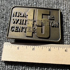 Vintage Belt Buckle NRA Whittington Center 15 years Brass Q739