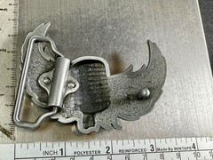 Retro Microphone Flying Mic & Wings Rock Music Silver Color Cutout Belt Buckle