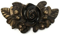 AL BERES AB 1.5” ANTIQUE PEWTER BRASS ROSE WITH AMBER CRYSTALS BELT BUCKLE ONLY