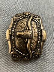 New Aged Gold and Black Western Bull Head Belt Buckle