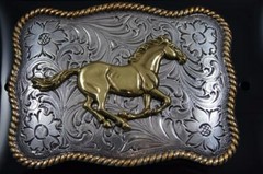 Nocona Western Running Horse Roped Edge Belt Buckle 3757452