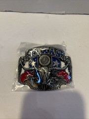 New Texas Longhorn Bull Skull State Flag Western Cowboy Rodeo Belt Buckle