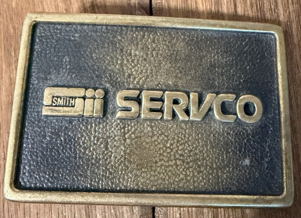 VINTAGE BTS 1978 SII SMITH SERVCO SOLID BRASS OILFIELD BELT BUCKLE