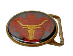 Von West Tech Ether Guild Blank Longhorn Bull Steer 1970s Vintage Belt Buckle