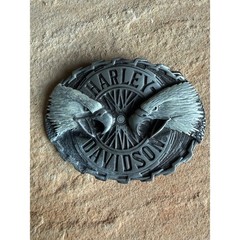 Vintage Harley Davidson Belt Buckle Raintree Dual Eagle HD Biker USA Made Pewter