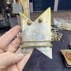 Vintage Geometric Star Enamel Brass Belt Buckle Gold Silver