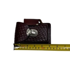 Vintage Genuine Leather Phone Holster Case Basket Weave Brown Made in USA