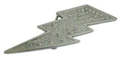 New Lightning Bolt Belt Buckle Ice Style Flash Silver Metal Rhinestone Men Women