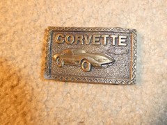 Vintage 1970s Brass Corvette Car Belt Buckle 3&Prime; Wide