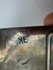 George Kee Silver Turquoise Belt Buckle Rectangle GK Native American 56 gr PQ