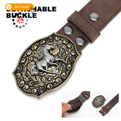 SANSTHS Cowboy Belts for Men Women 35&Prime;-38&Prime; Waist Adjustable, Pu Coffee/Horse