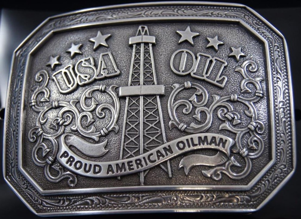 NOCONA « PROUD AMERICAN OILMAN » BELT BUCKLE USA OIL 37982