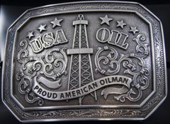 NOCONA « PROUD AMERICAN OILMAN » BELT BUCKLE USA OIL 37982