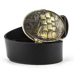 Brass belt buckle Frigate, Sailship buckle, Brigantine, Barque, Warship buckle