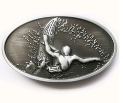 New surfer surfing surf ocean wave hawaiian silver hawaii hawaiian Belt buckle