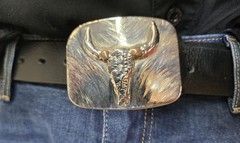 Handmade TIG Weld Bull Skull Belt Buckle Stainless Steel Rust Buckles Western