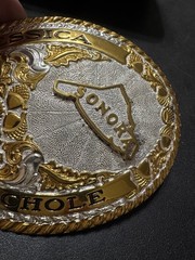Vintage Crumrine Western Rodeo Monogrammed Oval Belt Buckle Heavy Silver Bronze