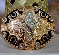 Saint jude San Judas Western belt Buckle Rose Tone Silver Heavy Zinc Alloy Oval
