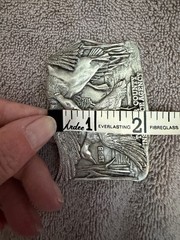 Vintage 1977 Bergamot Pewter Belt Buckle Geese Ducks Towner N Dakota Made In USA