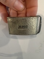 925 Sterling Silver Vintage Hammered Finish Belt Buckle Monogram AMC 17g