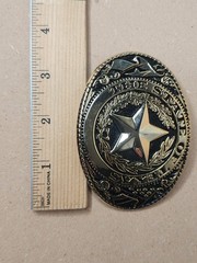 Texas Seal Belt Buckle Gold Extra Large Size 3.5&Prime; X 2.5&Prime;