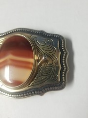 Agate Polished Stone Gold Tone Belt Buckle Southwestern