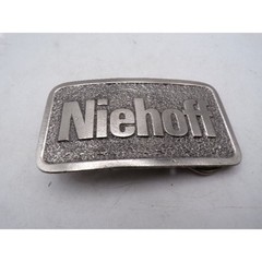 Vintage Niehoff Belt Buckle Silver Tone Metal Advertising Automotive USA Made
