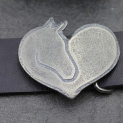 Heart with Horse Head Belt Buckle, Belt Buckle Leather Belt Antique Silver Rusic