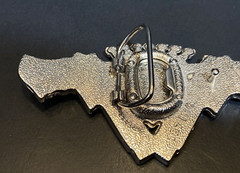 187 Inc Belt Buckle Guns Crest Emblem Black Enamel Silver Tone w/ Bottle Opener