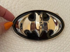 Batman 3D Silver with Black Enamel Metal Belt Buckle, 4&Prime; x 2 1/4&Prime;, NWOT