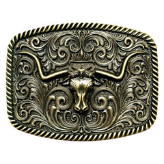 Bronze Gold Bull LONGHORN Western Belt Buckle Large Size Cowboy Rodeo buckle 028