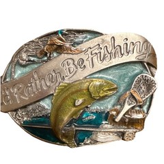 Siskiyou “I’d Rather Be Fishing” Vintage 1985 Western belt buckle 1.5