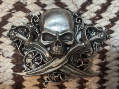 The Alchemy Skull Belt Buckle With Knives