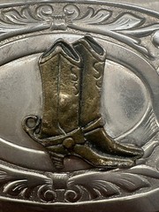 VTG Men&rsquo;s Chamber&rsquo;s Belt Co. Texas Cowboy Boots Metal Western Belt Buckle USA