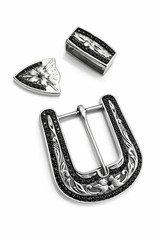 Western buckle 3 Piece Buckle Set rhinostone leather belt buckle cowgirl 40mm