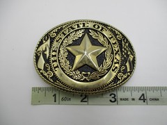 Vintage State Of Texas Belt Buckle Mens Gold 1.5&Prime; Metal Oval Star Western Cowboy