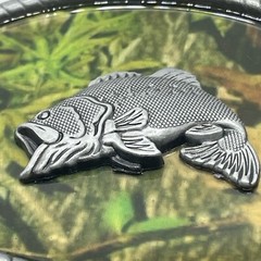 CAMO Big-Mouth Bass BELT BUCKLE Metal Western Fishing USA Camouflage Silver Tone